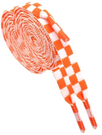 BupiMufi Cordones planos impresos con diseño para zapatillas de correr, zapatillas deportivas, zapatillas de deporte, 120-140 cm, Naranja y blanco, 120
