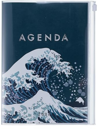 MARK'S 2025/26 Taschenkalender, A5 Japan, Wave, Navy: Von September 2025 bis Dezember 2026