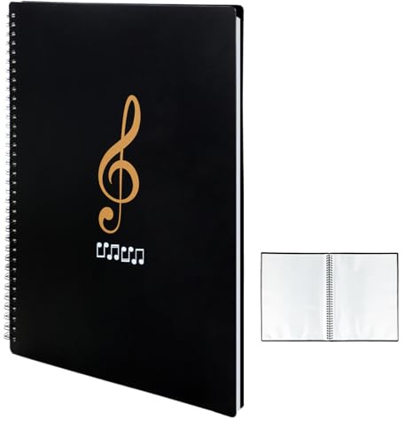 Carpeta de Partituras Musicales - Carpeta Anillas A4 Carpeta de Música Multifuncional con 50 compartimentos/100 páginas ideal para partituras dibujos y almacenamiento de fotos (negro)