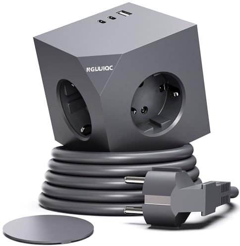 PD20w Steckdosenwürfel mit 2 USB C, Magnetpad, 1,5 Meter, Grau