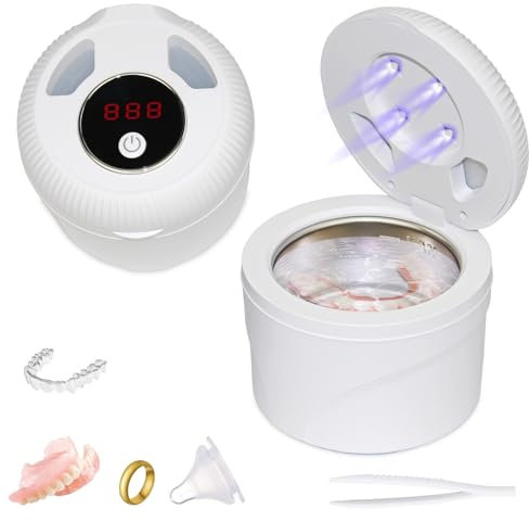 ANIREPUR Ultrasonic UV Cleaner for Dentures, Retainer, Mouth Guard, Aligner, Toothbrush Head, Whitening Trays, 45KHz Ultrasonic Retainer Cleaner Machine for All Dental Appliances