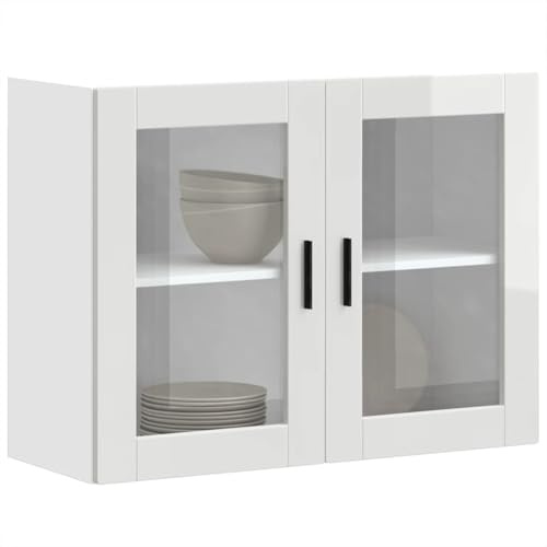 Xichuzi Küchen-Hängeschrank mit Glastür Porto Hochglanz-Weiß, Hängeschrank Küche, Küchenschrank, Wall Cabinet, Oberschrank - 854089