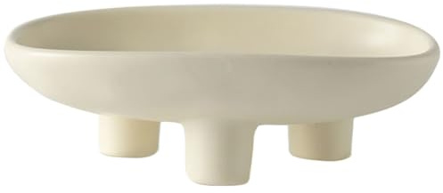 Fruktskål för kök, 3-ben, keramiska mellanmålsskålar 25 cm, oval fotskål, stor piedestal, skål dekorativ fruktserveringsbricka för bröd, mellanmål, salladsstil 1 mellanmålsskålar dekorativ skål