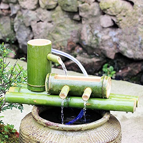 uhyOHF Bamboo Fountain Kit Bamboo Low Water Fountain with Pump Japanese Zen Decoration Waterfall Indoor/Outdoor Bamboo Waterfall Length90cm Decoration(