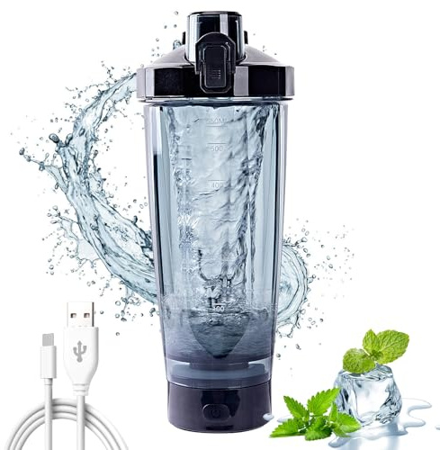 BORDEAG Mezclador Eléctrico: Recargable por USB, Tritan, Sin BPA, Para Gimnasio, Oficina Y Viajes (Negro 650ML)