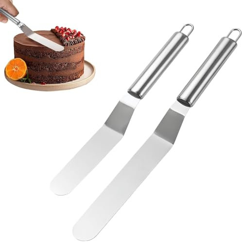 Heanvmyss Spatola per Dolci Acciaio Inox,2 Pezzi Coltello Paletta Glassa,Spatola da Cucina,Spatola Angolata per Crema,Glassa,Decorare Torte(10/12 Pollice)