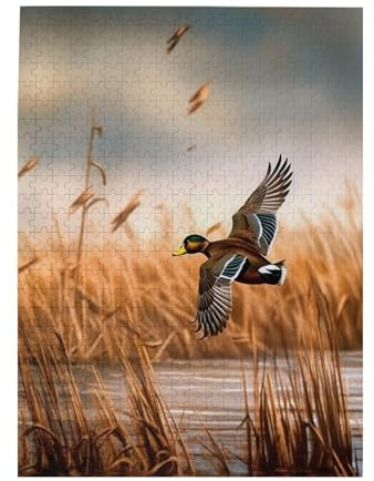 Jagd fliegende wilde Ente – Druck 500 Teile Bilderpuzzles für Erwachsene, umweltfreundliches Holzpuzzle mit Bildern, Geschenk für Familienspaß und Entspannung