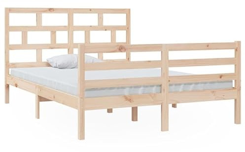 Eleganz Massivholzbett Kiefer 140x200 cm | Natürliches Schlafzimmer Mobiliar | Langlebiges Holzbetten für Erwachsene | Stilvolles Design für Erholsamen Schlaf