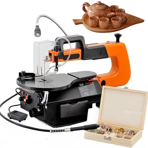 ZMJGLL 120W Electric Scroll Saw,550-1600RPM Two-Direction Variable Speed Table Saw,16 Inch Throat Width,50mm Thickness,w/Work Light & Pedal Switch,0-45° Adjustable