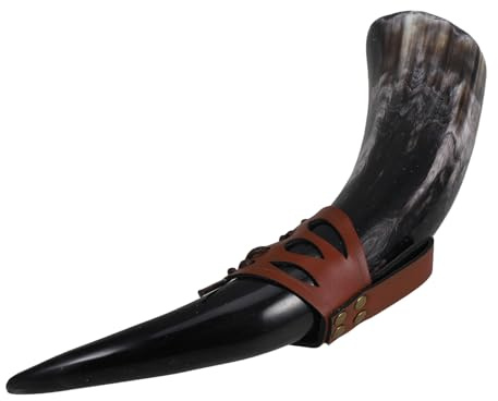 MUELODSIC Chope à Bière Viking Médiévale en Corne Naturelle Grosse Capacité 30-35 CM Gobelet à Boire Scandinave pour Hydromel Vin et Bière Accessoire Déco Renaissance Couleur Aléatoire