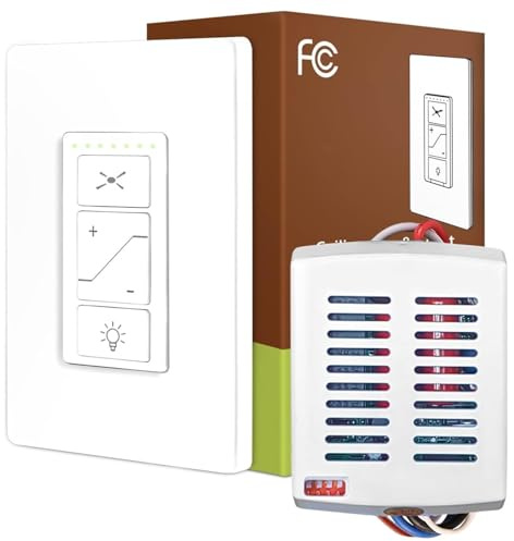 Nexete Universal Ceiling Fan Wall Remote Control Switch & Receiver Kit, 3-Speed Fan Control & Light Dimming,Ultra-Compact Receiver, Replacement for Hampton Bay Harbor Breeze Hunter
