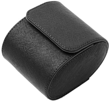 HUWOYG 2 st enkel klocka rulle resefodral bärbar vintage läder förvaring organisatör armbandsur låda för män kvinnor (svart enkel klockrulle)