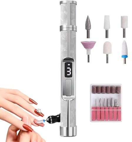 Kabellose Nagelfräse - 3-Stufen Polier- Und Pediküre-Werkzeug,Stiftförmiges Kabelloses Nagelfeilen Set | Zum Schneiden Und Formen Von Fingernägeln, Dicker Nagelhaut, Maniküre Für Zuhause, Salon
