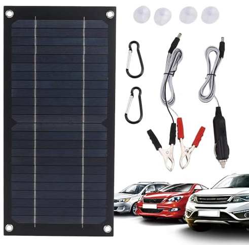 Support de batterie solaire - Chargeur portable pour camping-car, chargeur de maintenance pour voiture, moto, bateau - Système solaire compact pour charge de batterie de véhicule