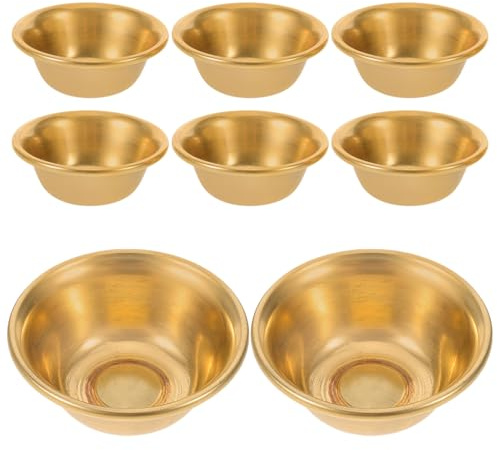 Luxshiny Set 8 Pezzi Ciotole Rituali in Rame per Acqua Sacra, Resistenti All'ossidazione, Design Elegante e Decorativo, per Cerimonie Buddiste e Altari Domestici