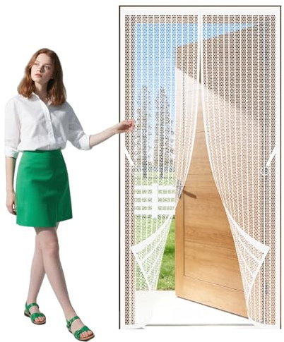Zanzariera Magnetica Finestra 110 x 244 cm Facile da Installare Zanzariere Magnetiche Balcone Apertura e Chiusura Silenziosa per Ideale Porte da Balcone, Cantine, Terrazze, Bianco