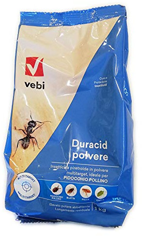 VEBI DURACID 1KG Insetticida in polvere elevato potere abbattente residuale contro formiche, zanzare, scarafaggi, cimici, acari