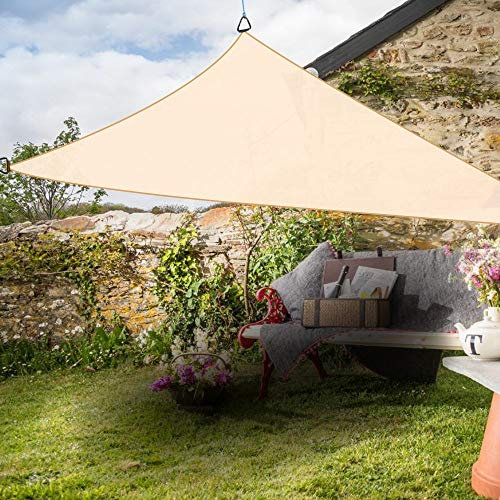 Green Bay Anti-UV Sun Shade Sail Garden Patio Party Sunscreen Canopy 98% UV Block Triangle Cream 3x3x3m
