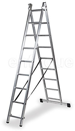 ALTIPESA Escalera Profesional de Aluminio transformable Apoyo-Tijera con Base un Acceso 2 x 9 peldaños Serie bis
