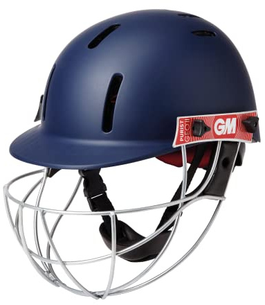 GM | Cricket Helmet | Purist GEO II | BSI Approved Batting Fielding Head Protection - Adult & Junior Size Ball | Ultra-Strong Geodesic Grille | Navy | Small 520-550 mm | Gunn & Moore