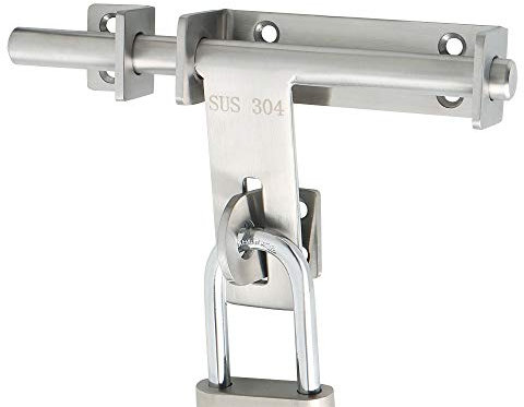 Sayayo Gate Latch for Wooden Gates, Garden Gate Lock Heavy Duty SUS304 Stainless Steel Solid Door Bolt 170MM Length, 13MM Dia Bar, Brushed Nickel (Not Including Padlock)