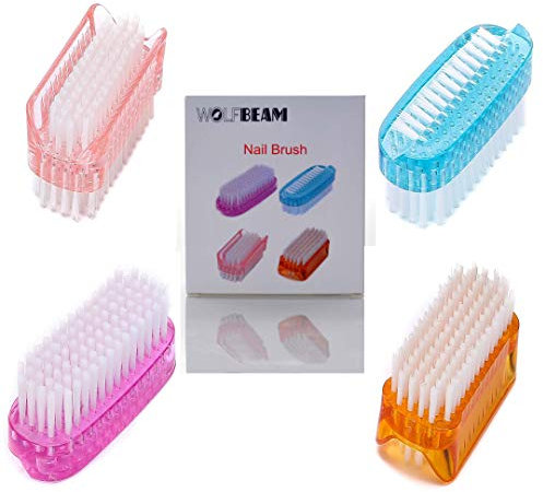 Wolfbeam Hand and Nail Brush Double Sided Cleaning Scrubbing Brushes, Pack of 4 Pieces