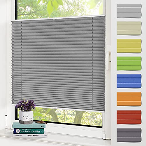 Zarnan Plissee ohne Bohren Blickdicht Anthrazit 75x100cm(BXH) plissee klemmfix UV-Schutz & Lichtfilterung Klemmplisseeses Fenster ohne Bohren Plissee mit Klemmträger easyfix Jalousie für Fenster