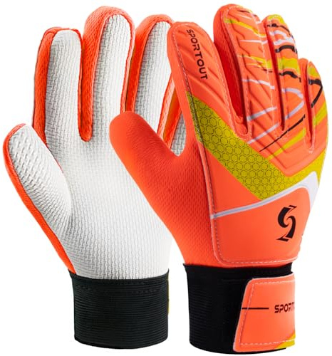 Sportout guanti da portiere per bambini,ragazzi e ragazze, guanti da allenamento con doppia protezione per il polso e materiale antiscivolo in lattice resistente allusura