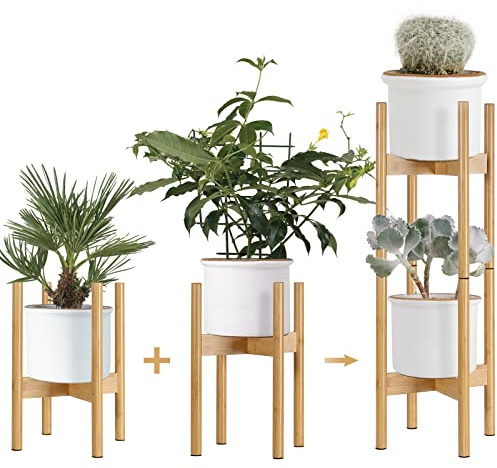 GRANDMA SHARK 2 Pcs Potted Stand, Plant Holder Mid Century, Flower Display Rack for Indoor and Outdoor Fits (Plant & Pot Not Included)