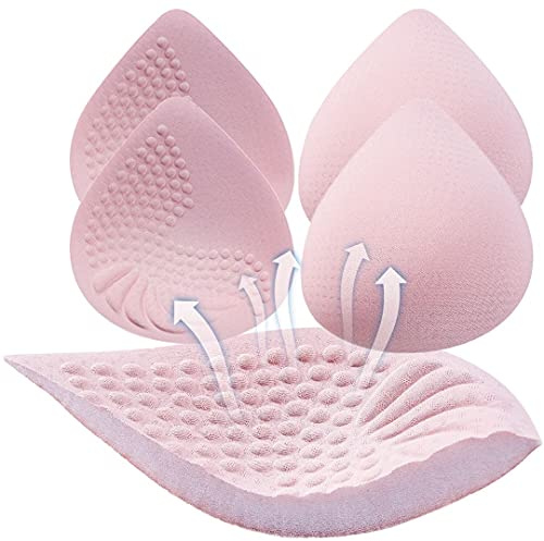 PRETTYWELL Bra Pads Inserts, 2 Pairs Latex Bras Inserts for Sports Bras, Bra Cups Inserts for Bikini Tops (pink, XL)