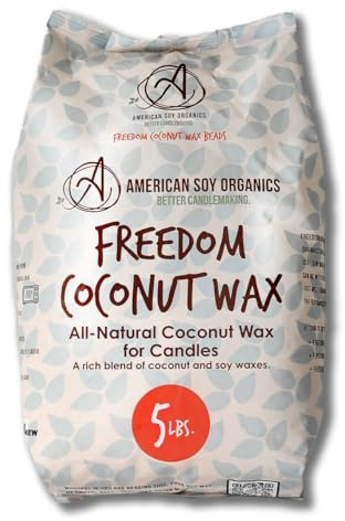 American Soy Organics - Cuentas de cera de coco Freedom para hacer velas - Cuentas de cera de coco para microondas - Suministros de fabricación de velas de coco premium (bolsa de 5 libras)