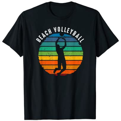Vintage Beach Volleyball Kleidung - Beach Volleyball Sunset T-Shirt