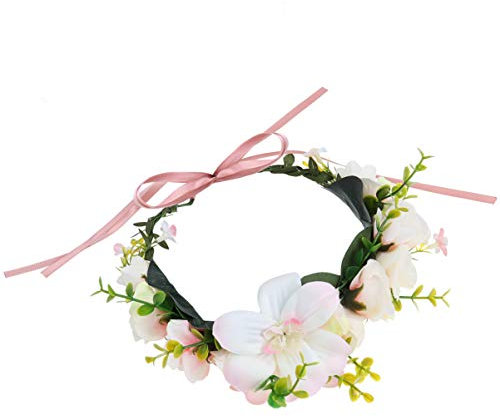 Garneck Rosablumenkranz Stirnband Seidenblumen Haarkranz Damenstirnband Lilienblütengirlande Im Boho-stil Für Hochzeit Festival Urlaub