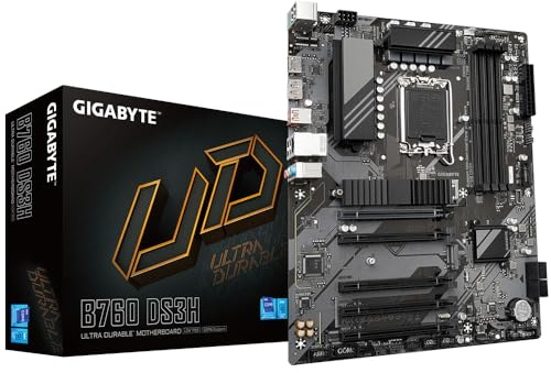 GIGABYTE B760 DS3H Carte Mère - Compatible avec Les processeurs Intel Core 14e génération, VRM numérique 8+2+1 Phases, jusqu'à 7600MHz DDR5 (OC), 2X PCIe 4.0 M.2, LAN GbE, USB 3.2 Gen 2x2