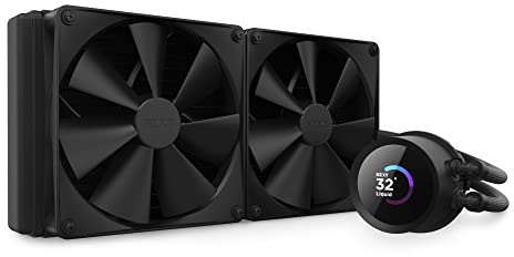 NZXT Kraken 280 - RL-KN280-B1-280mm AIO CPU Liquid Cooler - Customizable 1.54 Square LCD Display for Images, Performance Metrics and More - High-Performance Pump - 2 x F140P Fans - Black