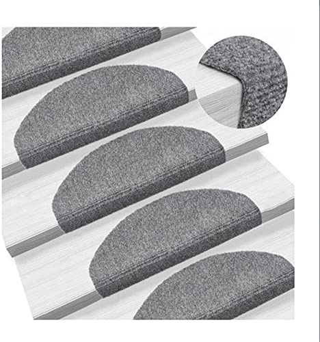 Belfoyer Treppenstufenmatten selbstklebend 65x25cm 15er Set Stufenmatten schalldicht Treppenschutz Schutz für Senioren Kinder Hunde (Halbkreis 15 Stück, Grau)