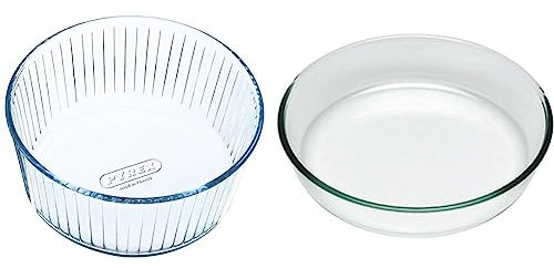 Pyrex - Bake & Enjoy - Moule à Soufflé en Verre Ø 21 cm & Bake & Enjoy - Moule à Manqué en verre Multicolore Ø 26 cm