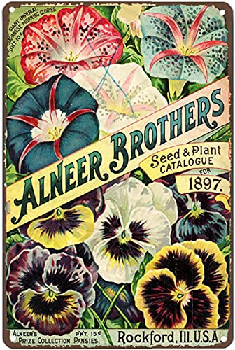 Cartel de metal retro de 30 x 20 cm, diseño de flores vintage, pensamientos de mañana, glorias, jardín, horticultura, plantas, cocina, hogar, naturaleza, floral, vintage, jardín, decorativo, Pla