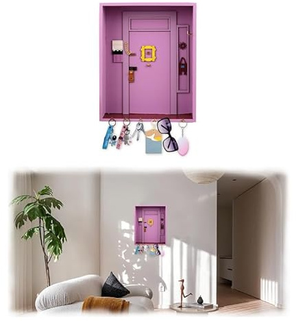 Friends Schlüsselhalter, Monica's Türrahmen Schlüsselanhänger Niedliches Zuhause Geschenk für TV-Show, Schlüsselbrett mit Ablage, Organizer Mail Key Holder für Eingang,Badezimmer,Wohnzimmer Büro(Lila)