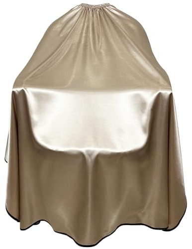 Pelocapa Salon Styling Capes for Clients, Hair Dye Cutting Capes with Elastic Hooks, Waterproof Light Weight Satin Sheen Styling Cape Barber Gown for Stylist, 63”*56”(Champagne Color)