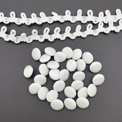 Carytalee 30-teiliges Set mit 1,27 cm elfenbeinfarbenen Satin-Knöpfen mit Schaft und Knopfloch für Hochzeit, Brautkleid und Heimwerken, Nähen, Kleidung, Kleid, Handarbeit
