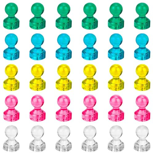 30 Stück Magnete für Magnettafel Neodym Whiteboard Kühlschrankmagnete für Haus, Büro und Schule 11 x 17 mm Kleine Magnete Kühlschrank（5Farben）