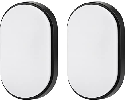 M EGA MEGACUBE 18W LED 4000K IP65 Ovale Wandleuchte mit schwarzer Blende für Innen, Außen, Bad, Büro, Flur, Korridor, Hauswirtschaftsraum, Schuppen, Werkstatt usw - 2 Stück