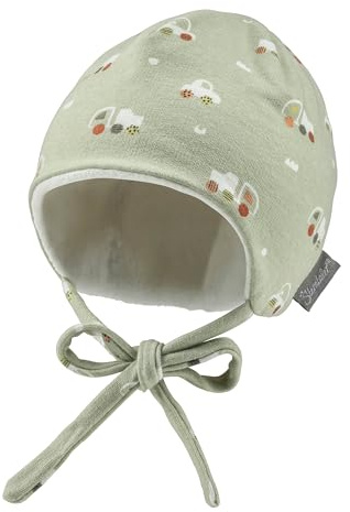 Sterntaler Beanie Bedruckt mit Autos Jungen - Baby und Kinder Mütze aus warmem Sweat-Stoff - blassgrün, 49