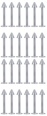 Decentraland 6 stycken silverfärgade spetskanter 6 mm nässtavar av kirurgiskt stål/titan för kvinnor näshålspiercing-smycke/spik-näsplugg/labretkontakt 16 g, 16g=1.2mm, L= 8mm=0.31inch,D= 3 mm,