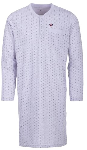 Henry Terre Camicia da notte da uomo a maniche lunghe, taglia M-3XL, grigio., M