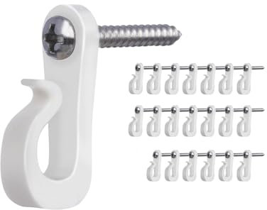 ieron Q-Hanger - 20 ganchos de rosca con anclajes para tira de luz LED, decoración colgante para interiores y exteriores, color blanco, plástico