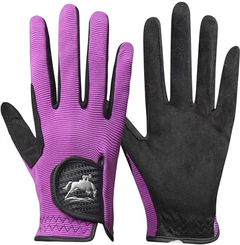 AXKAL Horse Riding Gloves Women Kids Professional Equestrian Horseback Value Pair, Ladies Kid Riding Gloves Mittens Breathable Stretchable for Youth Girls Outdoor Sport