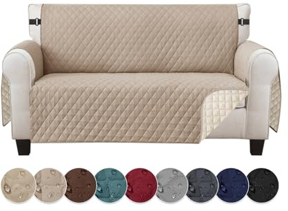 Jaotto Funda de Sofá Impermeable 2 Plazas Funda de Sofá Reversible Fundas Sofa Verano Antideslizante Protector para Sofa antigatos Arañazo Perros Mascotas,Caqui