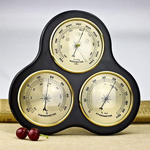 LINFFER Innenthermometer, Außentemperaturmesser, Traditionelle Wetterstation, analoge Wetterstation, Barometer, Thermometer, Hygrometer, 3-in-1-Barometer